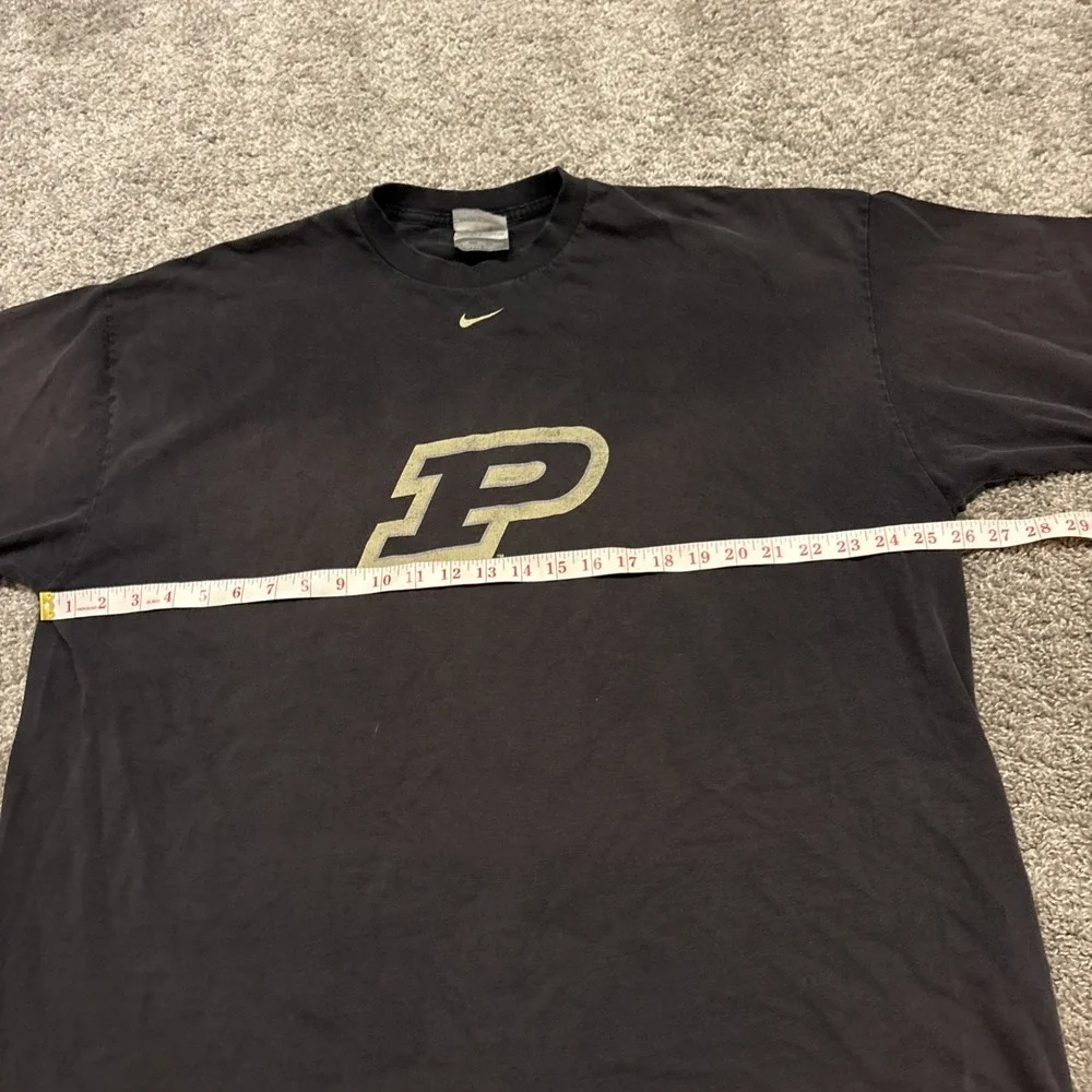 Vintage Nike Team Purdue University T Shirt Center Swoosh Size XXL Black Athlete